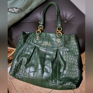 Coach Green Croc-Embossed Purse